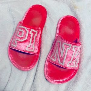 Victoria’s Secret PINK Slide On Neon Pink Slippers